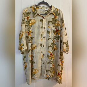 Knightsbridge Shirt Men’s 2X Yellow Tropical Floral Hawaiian